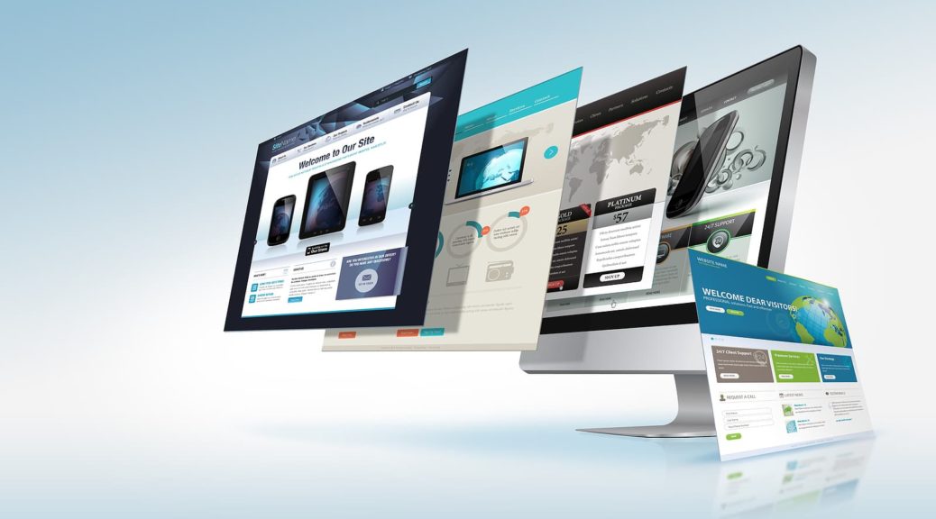 SEO manchester - Different designs web pages jump out of the computer screen