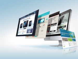 SEO manchester - Different designs web pages jump out of the computer screen